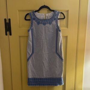 Vineyard Vines sz 0 sleeveless dummer Blue Striped embroidered Dress